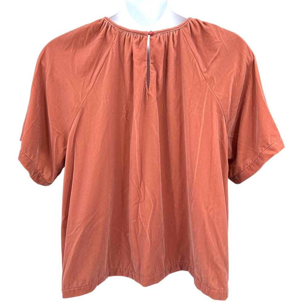 Old Navy Velvet Top A-Line Short Sleeve Shirred Dusty Rose Plus Size 2X NWT - Picture 3 of 10